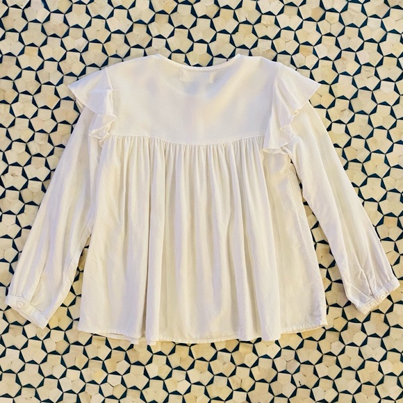 Zara Soft Collection White Button Down with Beaded Detail size 6 - Picture 4 of 6